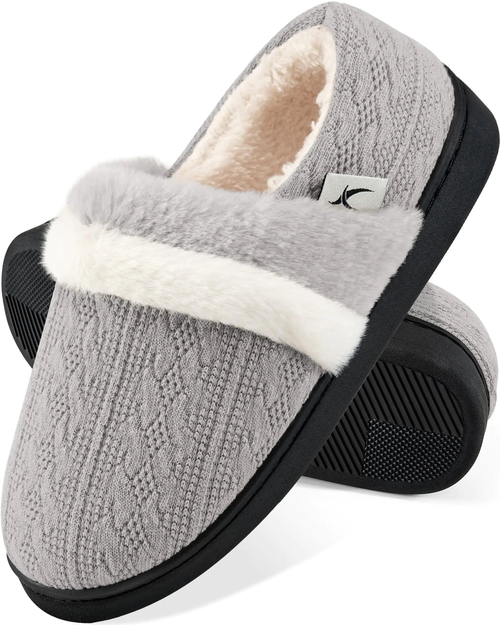 Reimferce Women Slippers Fuzzy Ladies Shoes: Gray 9-9.5 Warm House Slippers for Indoor Outdoor